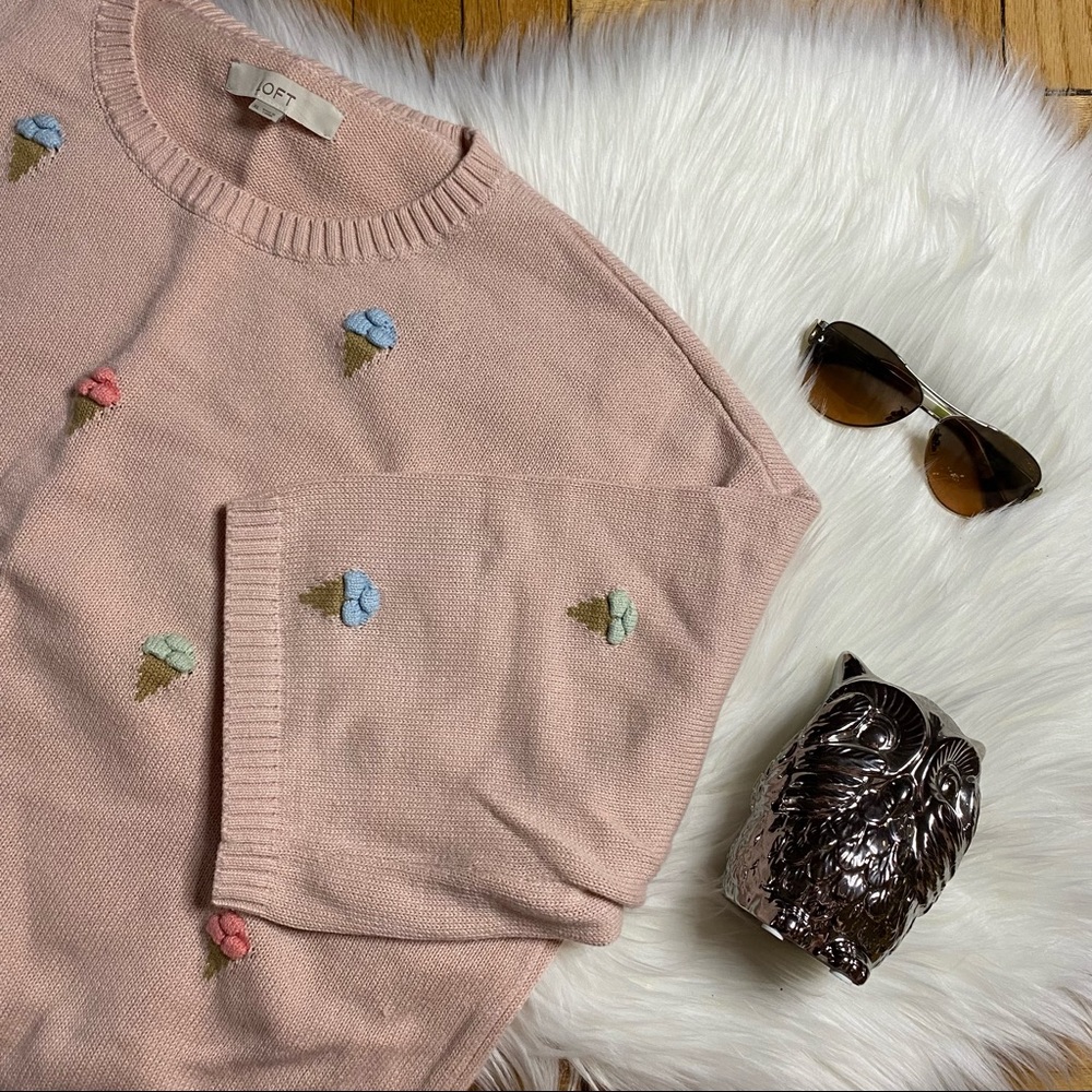 LOFT Pink 3D Ice Cream Summer Sweater